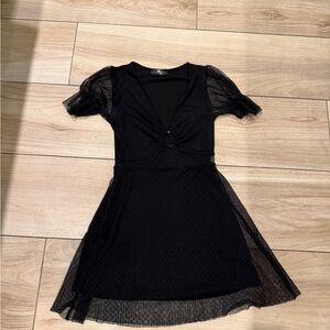 Lux LA Mesh Puff-Sleeve Mini Dress